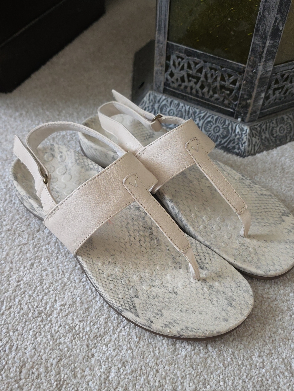 Vionic TALA  Women's Beige Slingback Thong Sandals - Neutral Leather Upper Sz 9